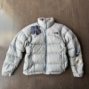The North Face Down Fill 700 floral Embroidered Coat Full Zip Blue Womens S